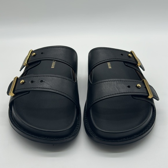 Cole Haan Marisol Footbed Sandals Women’s Size 8B Black Leather Gold Buckle NWT - Picture 4 of 9